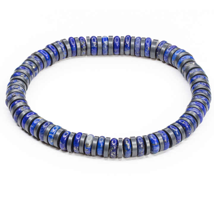 Royal Graphite : Thin Lapis &amp; Hematite Bracelet
