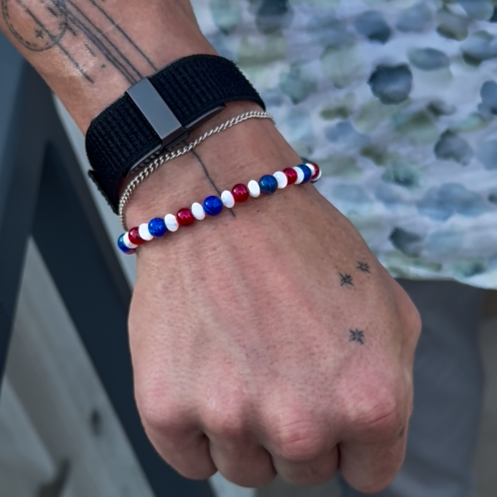 Liberty Lapis - Ashton Edition : Red Jade &amp; Mother of Pearl Bracelet