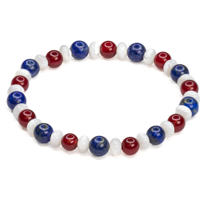 Liberty Lapis - Ashton Edition : Red Jade &amp; Mother of Pearl Bracelet