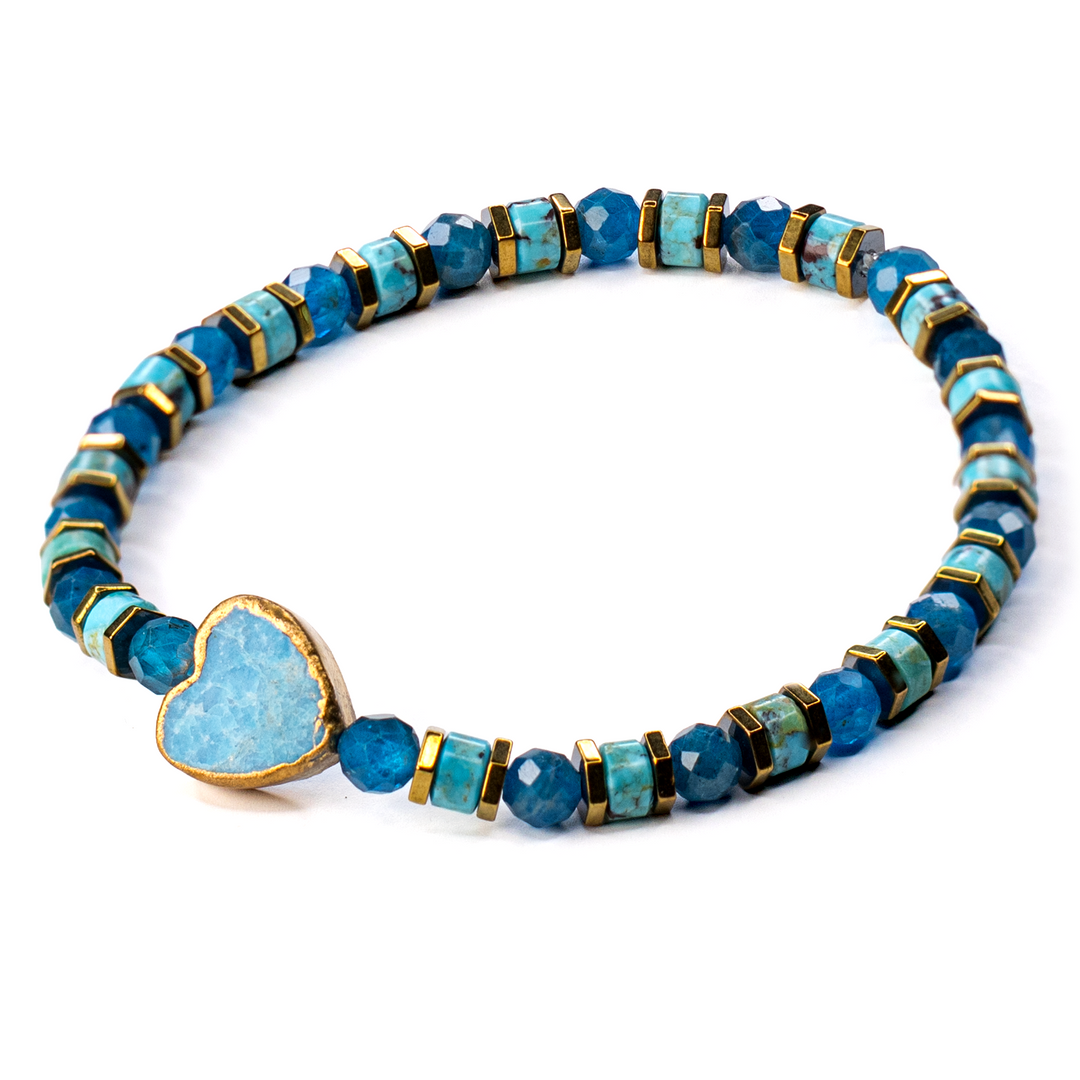 Patina Heart : Turquoise &amp; Apatite Bracelet